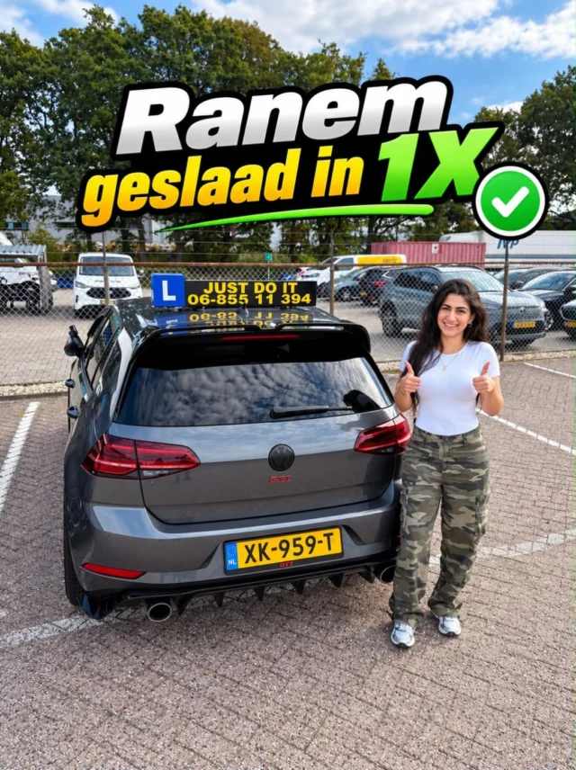 Gefeliciteerd Ranem met het behalen in 1X van je rijbewijs! 🥳👏
Wil jij ook snel slagen en met vertrouwen rijden?
Schrijf je vandaag nog in bij Rijschool Just Do It! ✅

✔ Professionele begeleiding
✔ Duidelijke uitleg
✔ Flexibele lestijden
✔ Hoog slagingspercentage

📍 Apeldoorn
🌐 www.rijschooljustdoit.nl
📧 info@rijschooljustdoit.nl
📞 0685511394

⏳ Wacht niet te lang — schrijf je snel in en begin jouw rijavontuur vandaag nog!  #Apeldoorn #RijschoolApeldoorn #RijbewijsHalen #Geslaagd #Autorijles RijschoolJustDoIt SnelSlagen LerenRijden Deventer Zutphen Arnhem Gelderland Rijinstructeur PraktijkExamen RijdenMetVertrouwen 🚗💨🏆