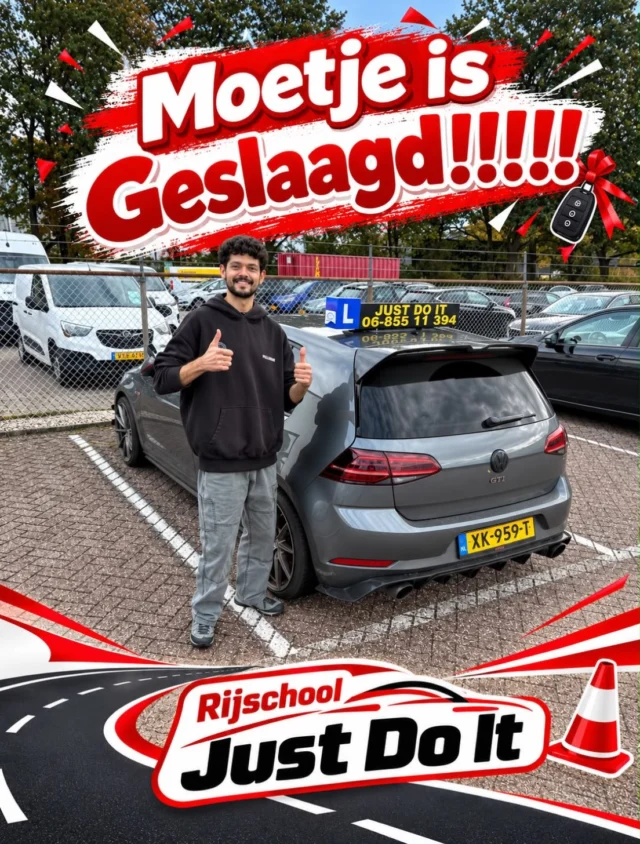 Gefeliciteerd Moetje met het behalen van je rijbewijs! 🥳👏
Wil jij ook snel slagen en met vertrouwen rijden?
Schrijf je vandaag nog in bij Rijschool Just Do It! ✅

✔ Professionele begeleiding
✔ Duidelijke uitleg
✔ Flexibele lestijden
✔ Hoog slagingspercentage

📍 Apeldoorn
🌐 www.rijschooljustdoit.nl
📧 info@rijschooljustdoit.nl
📞 0685511394

⏳ Wacht niet te lang — schrijf je snel in en begin jouw rijavontuur vandaag nog!  #Apeldoorn #RijschoolApeldoorn #RijbewijsHalen #Geslaagd #Autorijles RijschoolJustDoIt SnelSlagen LerenRijden Deventer Zutphen Arnhem Gelderland Rijinstructeur PraktijkExamen RijdenMetVertrouwen 🚗💨🏆